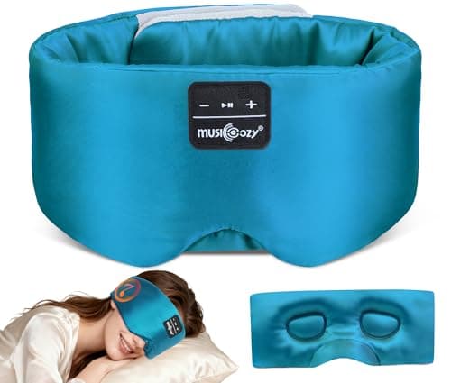 MUSICOZY 3D Silk Bluetooth Sleep Mask Headphones, Mulberry Silk Eye Mask with Ultra-Thin Wireless Speakers, Bluetooth 5.4 Sleeping Headphones for Side Sleepers, Music Sleep Mask Gifts for Men Women - Image 1