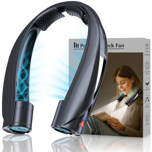 Laimiod Neck Fan - Portable Neck Fan with LED Book Light, 6-20h Long Battery Life, 6 Speeds Adjustable, USB-C Rechargeable, Hands-Free Wearable Fan, Cooling Personal Fan Gifts for Men Women Dad Mom - Image 1