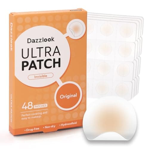 Dazzlook Ultra Pimple Patches - Hydrocolloid Acne Patch for Covering Zits and Blemishes Breakouts Spot Acne Dots Stickers for Face and Skin (48 counts) Day and Night Use - Image 1