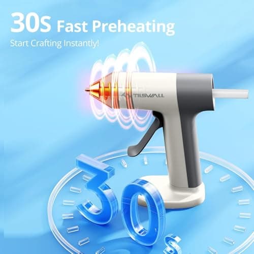 Tilswall Cordless Glue Gun, 4V Fast Preheating Hot Glue Gun with 20pcs Premius Glue Sticks(20x140mm), 2000mAh Type-c Rechargeable, Suitable for DIY Craft, Home Repaire – White - Thumbnail 3