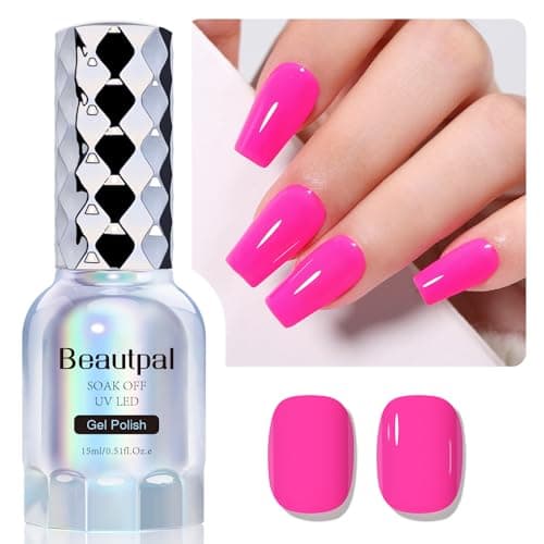 BEAUTPAL Hot Pink Gel Polish 15ML Soak Off UV LED Gel Nail Polish Nail Art Manicure Salon DIY at Home, Color 109 - Image 1