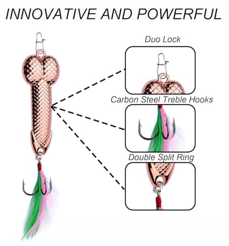 4Pcs Rose Gold Fishing Lures - Metal Luminous Sequin Spoon Lures with Sharp Treble Hooks, Funny Gag Gift for Men, Father's Day/White Elephant Gift for Anglers, Suitable for Bass & Trout - Thumbnail 4