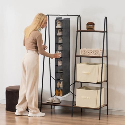 YOUDENOVA Hanging Shoe Organizer, 10-Shelf Closet Shoe Organizers for Closet, Hanging Shoe Storage, Grey, 2 Packs - Thumbnail 2