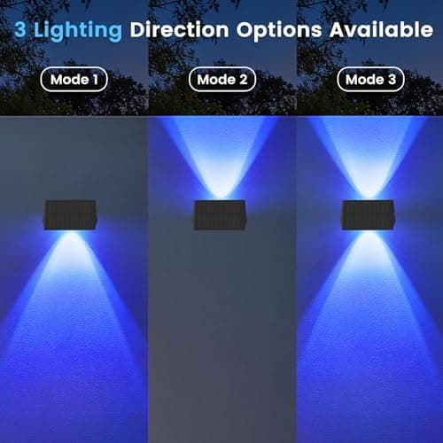 Solar Fence Lights Outdoor, 8 Pack Solar Up Down Wall Lights for Outside, IP67 Fence Lights Solar Powered Dusk to Dawn Auto-Work for Patio Garden Backyard Porch Deck Pathway Step (White&RGB) - Thumbnail 3