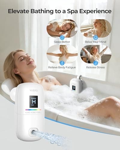 YUERO Bath Jets for Tub, Bath Jet or Bubble Mode, Cordless Waterproof Portable Bathtub Accessories with 3-Level Adjustable Speed, Bathtub Jets Massage for Home Spa, Travel Massage, Relaxing, Soothing - Thumbnail 6