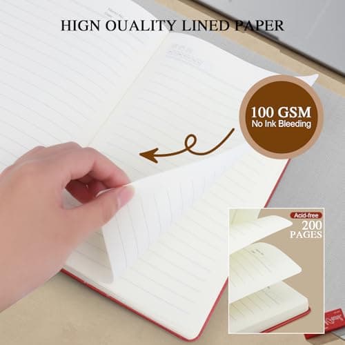 QDWXDEL Journal for Women,A5 Hardcover Leather Journal - 200 Pages Premium Paper Notebook,Sunflower Journal Notebook for School, Work (Sunflower Red) - Thumbnail 6