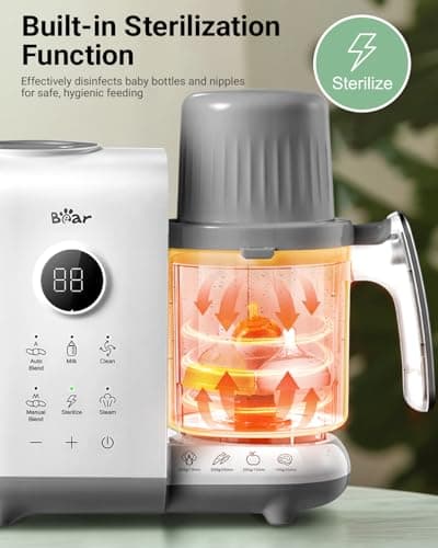 Bear Baby Food Maker with 18.5oz Dual-Layer Steam Baskets, OneStep Baby Food Processor Steamer Puree Blender Grinder Mills, Auto Cooking Grinding&Sterili-zing for Healthy Homemade Baby Food, BPA-Free - Thumbnail 6