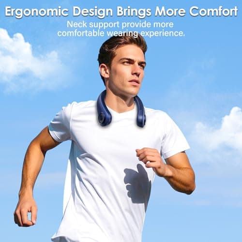 AUIIAH Portable Lightweight Neck Fan with Neck Support, Birthday Gifts for Men Women Dad Mom, Rechargeable Personal Wearable Cooling Neck Fans for Hot Flashes, Disneyland, Travel, Camping Essentials - Thumbnail 5