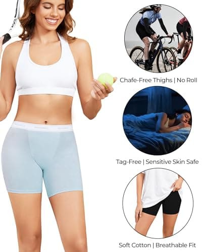 Nexgenz Cotton Boyshort Underwear for Women boxer briefs 4 Pack pink/purple/blue/green Medium 5.5" Inseam - Thumbnail 5