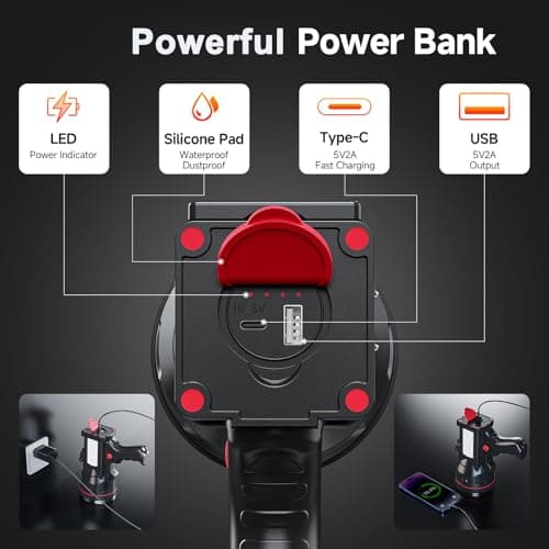 anlook Rechargeable Spotlight Flashlight, Waterproof Outdoor Handheld Spot Light, Built-in Kickstand and Phone Charger, Emergency Light for Camping, Boat, Hunting, Hiking (Dark Black) - Thumbnail 4