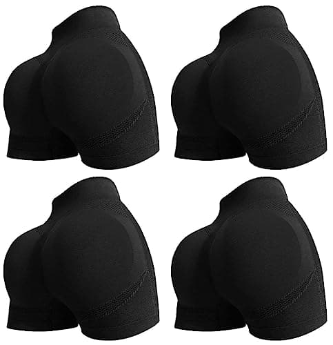YOAKUKA Women's 4 Piece Workout Shorts Yoga Gym Seamless Scrunch High Waist Pants Athletic Control Ruched Shorts - Image 1