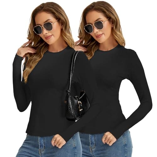 MeetHoo Women Thermal Underwear Shirts, Long Sleeve Thermal Tops Winter Warm Fleece Lined Base Layer for Skiing Running - Image 1