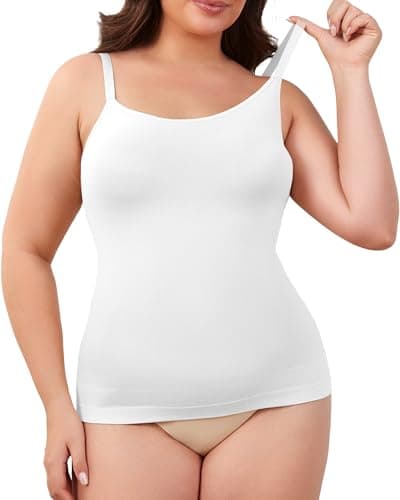 Inyself Women's Scoop Neck Shapewear Camisole Tank Top Tummy Control Body Shaper High Compression Seamless Smoothing Cami with Adjustable Straps for Slimming Waist & Back Support - Image 1