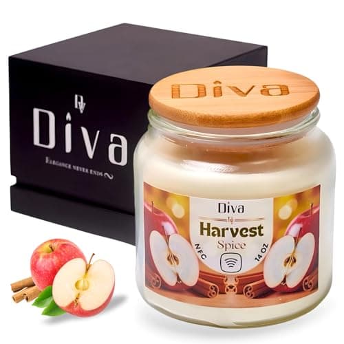 DV DIVA Apple Cinnamon Scented Soy Wax Candle Gift 14oz Anniversary, Valentine & Birthday Gift Luxury Large Candle with Hidden NFC Love Message Soft Fragrance for Home Decor & Relaxing Ambiance