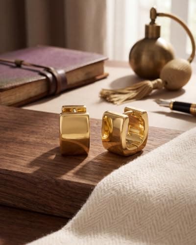 MUMREUES Gold Earrings for Women Trendy 14K Gold Plated Small Chunky Huggie Earrings Dainty Minimalist Simple Hypoallergenic Hoop Earrings Jewelry Gifts for Her - Thumbnail 5