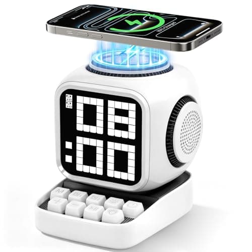 Smart Bluetooth Speaker with Wireless Charger: Tiffhome Digital Alarm Clocks for Bedrooms - 15W Fast Wireless Charging Station with 3 Modes - Portable Speaker Gifts for Men Women - Image 1