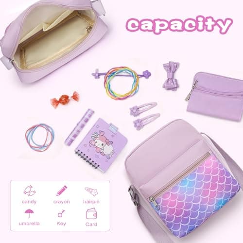 WOOMADA 2pcs Canvas Bag Crossbody Purses Cross Body Bag Messenger Bag CrossBody Purse Set(Violet Scales) - Thumbnail 4