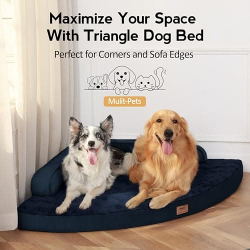 MEKIY Large Orthopedic Dog Bed with Sides XXL Dog Beds with Removable Washable Cover Non-Slip Waterproof Pet Bed for Extra Large Dogs - Navy Blue XXL - Thumbnail 4