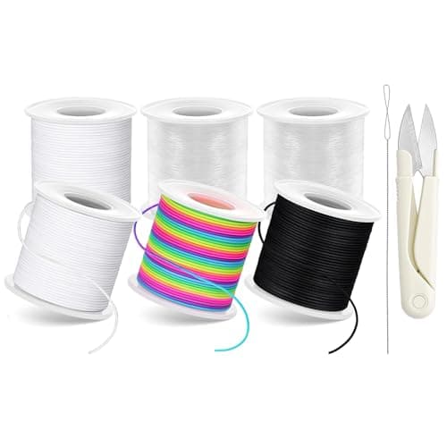 8pcs Elastic String Bracelet Making Kit, Stretchy Bracelet String (786 ft Total), 6 Rolls 1mm Stretch Cord with Scissors & 0.6mm Needle Threader for Beading and Jewelry Making. - Image 1