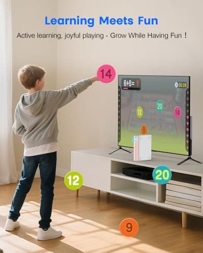MetFut AR Motion Gaming Console for Kids & Family - Plug & Play Video Game System for Indoor Physical Exercise & Interactive Family Fun, Great for Game Night, Playtime, and Playdates—White&Pink - Thumbnail 6