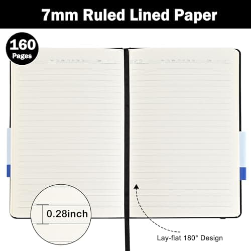 SUQJOY Lined Journal Notebooks, 4 Pack 160 Pages, 5.5x 8.2-Inch Journals for Women Men, Hardcover Notebook with 100 gsm Thick Paper, A5 Size College Ruled Notebook for Writing/Travel/Work (Black-4 Pack) - Thumbnail 4