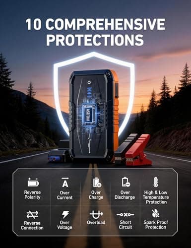 AstroAI S8 Car Battery Jump Starter, Car Jumper Starter Battery Pack for Up to 6.0L Gas & 3.0L Diesel Engines, 12V Portable Jump Box with 3 Modes Flashlight and Jumper Cable (Orange) - Thumbnail 6