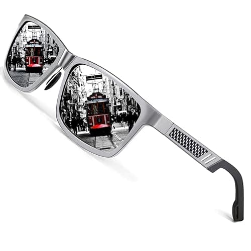 Rocknight Polarized UV Protection Men's Sunglasses Wayfarer Full Frame Silver Mirror Sunglasses Outdoor Fashion Style - Image 1