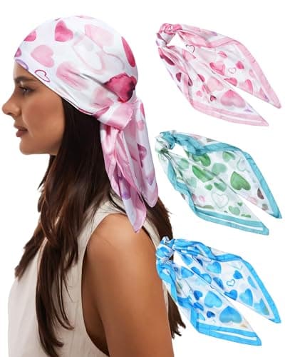 Secroma 27” Silk Head Scarves for Women -3Pcs Printed Like Satin Head Scarf for Women, Silk Bandana Scarf for Sleeping