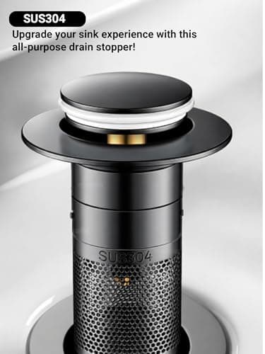 2-Pack Black 304 Stainless Steel Sink Strainer, Pop-Up Click Clack Basin Plug with Anti-Clog Anti-Smell Filter, Tool-Free Installation, Universal Fit for Bathroom Drains - Thumbnail 3
