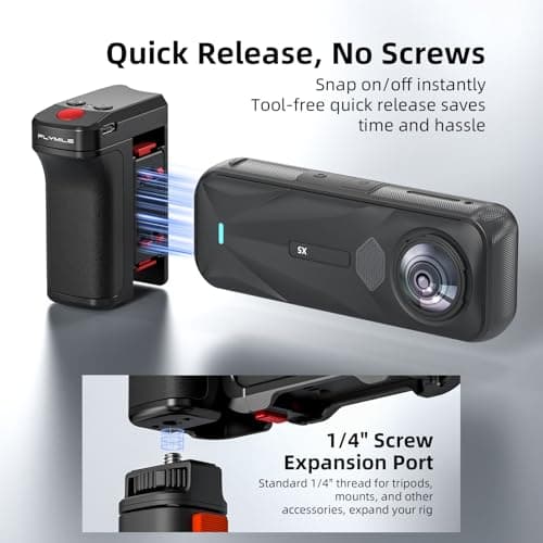 Grip for Insta360 X5, Selfie Stick Photography Handle Grip Quick Release with Wireless Remote for Insta 360 X5 X4 Air Ace Pro 2 Accessories - Thumbnail 2