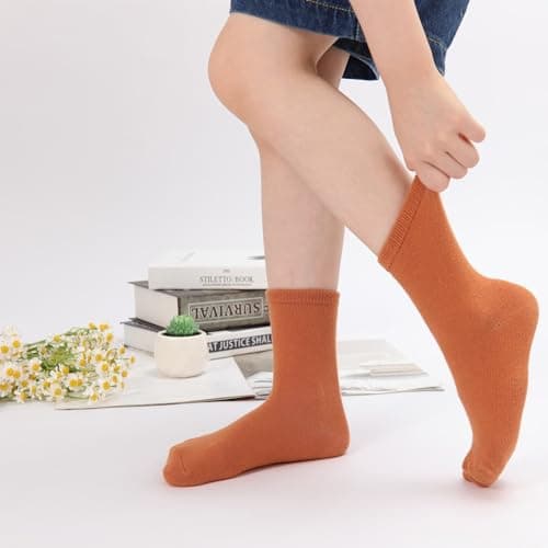 JAKIDAR 12 Pack Baby Toddler Socks Non Slip Grip Cotton Crew Socks for Boys Girls Infants Kids, Orange Sunset, 12-24 Months - Thumbnail 6