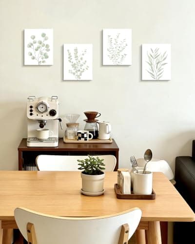 Drsoum Botanical Plant Framed Wall Art Boho Wall Decor for Bathroom Sage Green Eucalyptus Leaf Prints Minimalist Aesthetic Ready to Hang Set of 4, 8x10 in (Framed) - Thumbnail 2