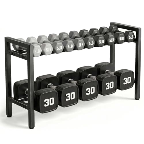 ONZILLO Dumbbell Rack, 2 Tier Weight Rack for Home Gym Adjustable, 31 inch weight storage racks Space-Saving, Kettlebells Holder Rack Organizer (Rack Only)
