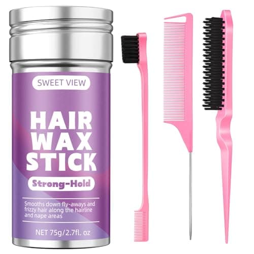 SWEET VIEW Hair Wax Stick & Slick Back Hair Brush for Tame Flyaways, Frizz, Sleek Ponytails, Buns | Pomade/Balm/Gel Stick for Woman, Styling Accessories for Girls - Image 1