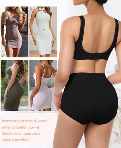 Ganado Tummy Control Shapewear Panties for Women High Waisted Shaping Underwear Body Shaper Slimming Panty Girdle (Black(mixed)+black(mixed) Small) - Thumbnail 5