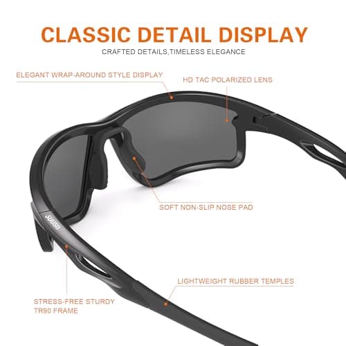 suoso Sports Polarized Sunglasses for Men: TR90 UV400 Protection Sun Glasses Squash Goggles Wrap Around Goggles for Drving - Thumbnail 5