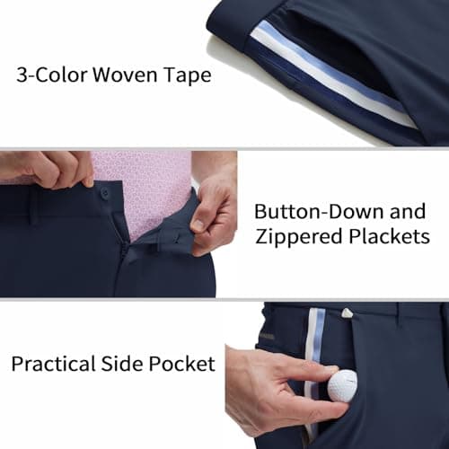M MAELREG Mens Stretch Work Dress Pants 30"/32"/34" Lightweight Golf Pants Breathable Casual Slacks with 4 Pocket Navy - Thumbnail 5