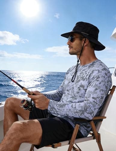 PINSPARK Men's UPF 50+ Sun Protection Shirts Quick Dry Long Sleeve Fishing Shirts for Men Lightweight Beach Swim Shirt Grey - Thumbnail 3