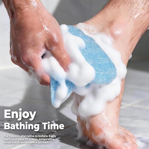 Hiflora 3D Wave Weave Japanese Exfoliating Washcloth, Deep Exfoliating Back Scrubber for Shower, Firm Body Scrub Towel, Korean Style, Ocean (Hard) - Thumbnail 6