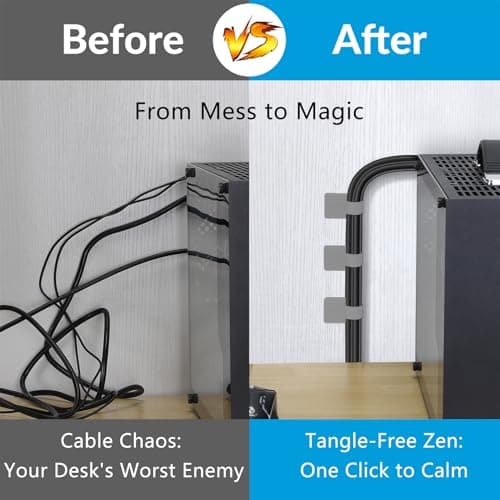 Desk Cable Management, Wire Organizers for Cords - Upgrade 48 PCS Grey Sticky Back Self Adhesive Cable Ties, Hook and Loop Straps for Home or Office Use - Thumbnail 2