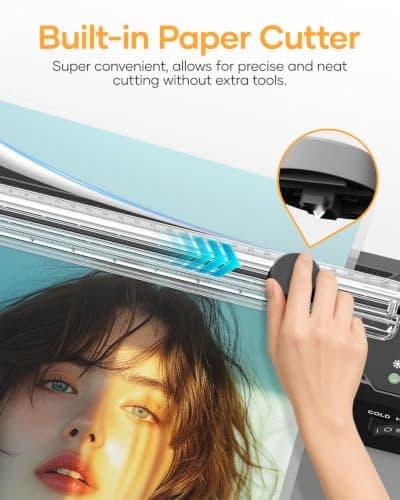 Laminator Machine 13-Inch,A3 Laminator Thermal with10 Laminating Sheets,Cold with Paper Trimmer, Home laminator High-Speed Jam-Free, Low-Noise Laminating Machine(Black) - Thumbnail 5