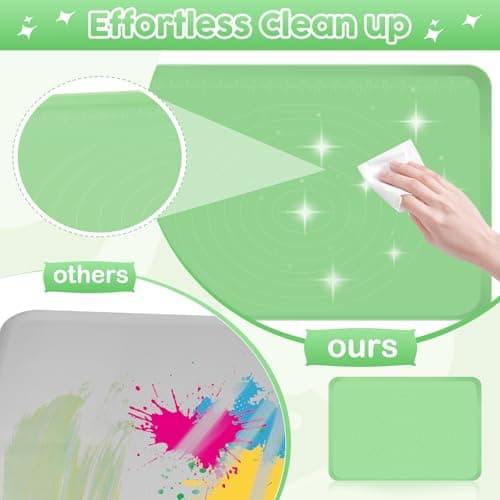 Large Silicone Mat for Crafts, 24"X19.7" Art Mat with Raised Edges for Clay, Resin, Slime, Jewelry-Making Table Protection Heat-Resistant Paint Mats, Green - Thumbnail 3