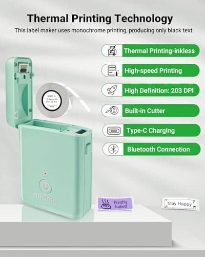 ORGBRO Label Maker Machine with Tape, X1 Portable Bluetooth Mini Label Printer, Support Pre-Cut & Continuous Label, Wireless Small Label Makers with Versatile App for School Home Office Organization - Thumbnail 4