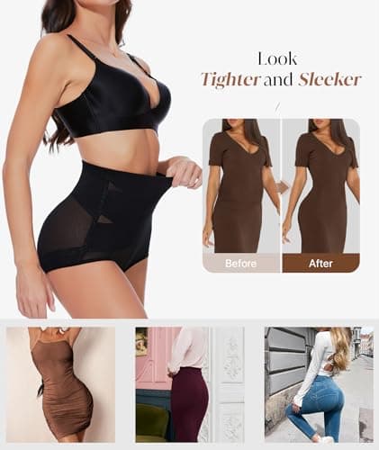 GYDEK Tummy Control Shapewear Panties for Women-High Waisted Body Shaper Underwear Shapewear Seamless Girdle Panty Black - Thumbnail 4