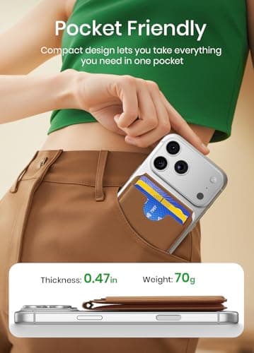 2026 Upgraded for MagSafe Wallet, 5 Card Holder, RFID Blocking, Magnetic Wallet for iPhone with Adjustable Stand, Slim for iPhone 17/16/15/14/13/12 Series, Not for 13/12 Mini, Vegan Leather, Brown - Thumbnail 6