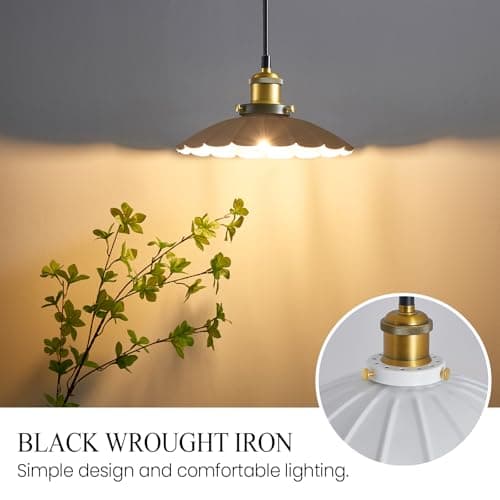 Oyisen Plug in Pendant Light Industrial 9.8 Inch White Lampshade Kitchen Island On/Off Switch Hanging Lamp Plug in Adjustable 14Ft Cord Hanging Lights for Bedroom and Living Room 2Pack - Thumbnail 2