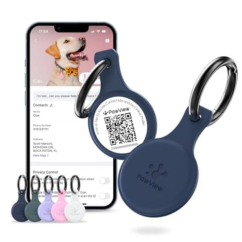 PawView Silent Silicone Dog Tags Personalized for Pets, Scan QR for Instant Location Alerts, Emergency Contact and Modifiable Pet Profile, Waterproof, 1 Pack (Blue) - Image 1