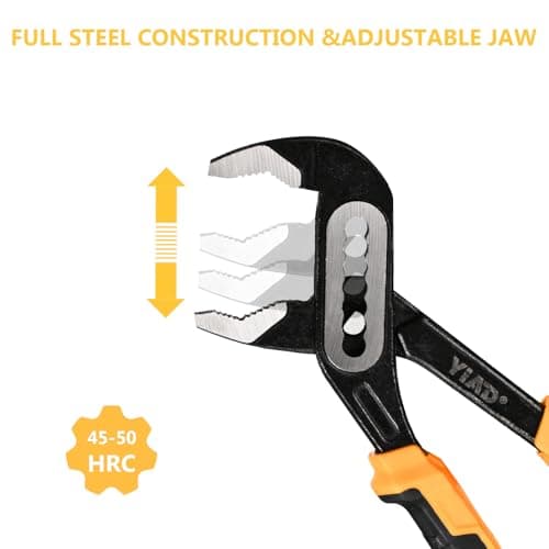 Groove Joint Pliers 8/10 Inch V-Jaw Water Pump Pliers With 7-Position Push Locks,Adjustable Tongue and Groove lock Pliers Rubber Grip Handle Tools Set for Home Auto Repair,Nuts,Bolts,Pipe 2 Piece - Thumbnail 6