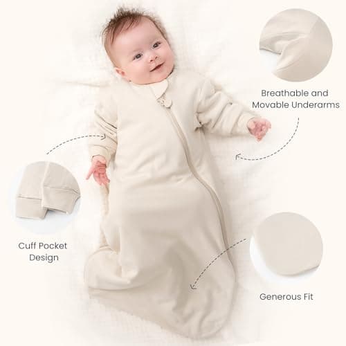 Unisex Sleeping Bag for Babies and Toddlers 1.0 Tog Sleep Sack 6-18 Months, Newborn Sleep Sack, Wearable Blanket Baby, One Piece Long Sleeves, Gifts for Baby - Thumbnail 6