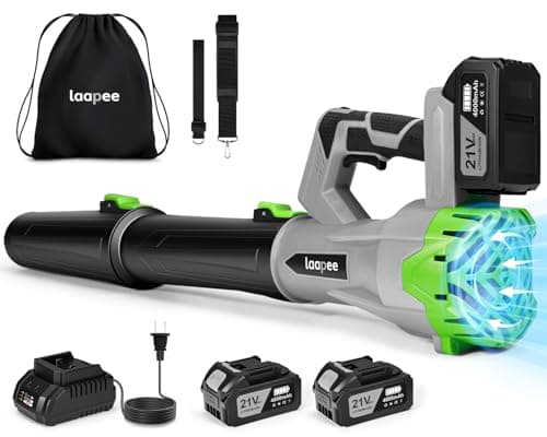 Leaf Blower Cordless,Electric Leaf Blower with 2 4.0Ah Battery Powered and Fast Charger, Cordless Blowers for Lawn Care and Car Dust Snow Blower,6 Speed Control,Grey - Image 1